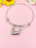 Silver or Gold Swan Charm Bracelet, N2163S