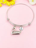 Silver or Gold Swan Charm Bracelet, N2163S