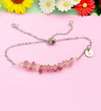 Silver Strawberry Quartz Bracelet, Natural Strawberry Quartz Gemstone Jewelry, N6120S