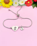 Silver Daisy Flower Heart Charm Bracelet – Dainty Floral Gift Jewelry, DS637
