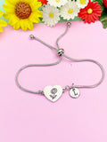 Silver Daisy Flower Heart Charm Bracelet – Dainty Floral Gift Jewelry, DS637