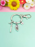 Otolaryngologists Keychain, Silver Otoscope and Ear Charm Jewelry, ENT Doctor Gift, K6970