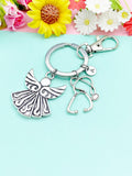 Guardian Angel Stethoscope Keychain, Initial Charm, Doctor Nurse Gift