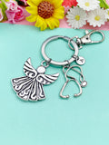Guardian Angel Stethoscope Keychain, Initial Charm, Doctor Nurse Gift