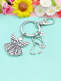 Guardian Angel Stethoscope Keychain, Initial Charm, Doctor Nurse Gift