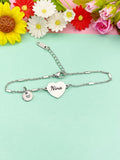 Best Christmas Gift for Nina, Nina Bracelet, Stainless Steel Heart Bracelet, Best Nina Jewelry, Personalized Gifts, D267