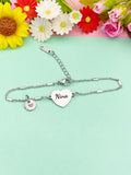 Best Christmas Gift for Nina, Nina Bracelet, Stainless Steel Heart Bracelet, Best Nina Jewelry, Personalized Gifts, D267