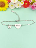 Best Christmas Gift for Nina, Nina Bracelet, Stainless Steel Heart Bracelet, Best Nina Jewelry, Personalized Gifts, D267