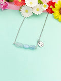 Aquamarine Necklace, Silver Natural Aquamarine Gemstone Jewelry, NS6310