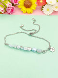 Silver Larimar Bracelet, Gold Option, Natural Larimar Gemstone Jewelry, N6117S