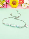 Silver Larimar Bracelet, Gold Option, Natural Larimar Gemstone Jewelry, N6117S
