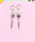 Flower Amazonite Earrings, Natural Flower Amazonite Gemstone Jewelry, E7214