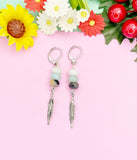 Flower Amazonite Earrings, Natural Flower Amazonite Gemstone Jewelry, E7214