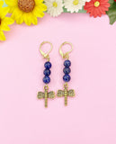 Lapis Lazuli Dragonfly Earrings, Natural Lapis Lazulie Gemstone Jewelry, E7215