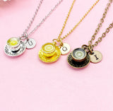 Tea Teacup and Saucer Charm Necklace, Lemon Tea, Tea Party Jewelry, NL6661