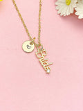 18K Gold Plated Bride Necklace, Dainty Script Pendant, Bridal Gift for Women, N7219