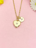 18K Gold Plated Heart Necklace, Cubic Zirconia Starburst Pendant Gift for Women, N7221