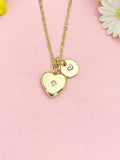 18K Gold Plated Heart Necklace, Cubic Zirconia Starburst Pendant Gift for Women, N7221