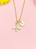 18K Gold Plated Airplane Necklace, Dainty Travel Pendant Gift for Women, N7222