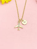 18K Gold Plated Airplane Necklace, Dainty Travel Pendant Gift for Women, N7222