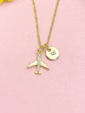 18K Gold Plated Airplane Necklace, Dainty Travel Pendant Gift for Women, N7222