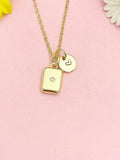 18K Gold Plated Rectangle Necklace, Cubic Zirconia Bar Pendant Gift for Women, N7223