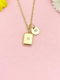 18K Gold Plated Rectangle Necklace, Cubic Zirconia Bar Pendant Gift for Women, N7223