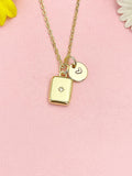 18K Gold Plated Rectangle Necklace, Cubic Zirconia Bar Pendant Gift for Women, N7223
