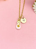18K Gold Plated Ballet Slipper Necklace, Pink Enamel Dance Pendant Gift, N7230