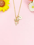 18K Gold Plated Bow Necklace, Dainty CZ Ribbon Pendant Gift, N7232