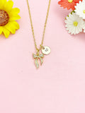18K Gold Plated Bow Necklace, Dainty CZ Ribbon Pendant Gift, N7232