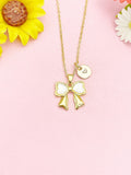 18K Gold Plated Bow Necklace, Dainty Shell Ribbon Pendant Gift, N7233