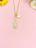 18K Gold Plated Guitar Necklace, Dainty CZ Music Pendant Gift, N7234