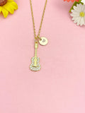 18K Gold Plated Guitar Necklace, Dainty CZ Music Pendant Gift, N7234