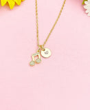18K Gold Plated Music Note Necklace, Dainty CZ Pendant Gift, N7235