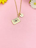18K Gold Plated Cassette Tape Necklace, Dainty Retro Music Pendant Gift, N7236