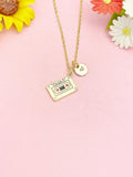 18K Gold Plated Cassette Tape Necklace, Dainty Retro Music Pendant Gift, N7236