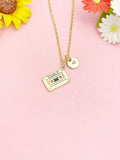 18K Gold Plated Cassette Tape Necklace, Dainty Retro Music Pendant Gift, N7236