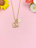 18K Gold Plated Pretzel Necklace, Dainty CZ Foodie Pendant Gift, N7241