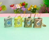 Forget Me Not Miniature Book Locket Necklace, N2130