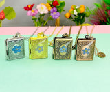 Forget Me Not Miniature Book Locket Necklace, N2130