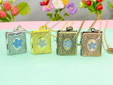 Forget Me Not Miniature Book Locket Necklace, N2130