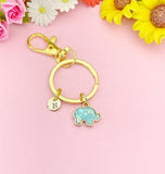 Gold Elephant Keychain, Imitation Opal Elephant Animal Charm Gift, N67A