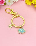 Gold Elephant Keychain, Imitation Opal Elephant Animal Charm Gift, N67A