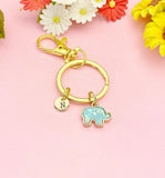 Gold Elephant Keychain, Imitation Opal Elephant Animal Charm Gift, N67A