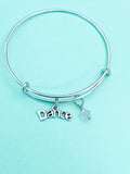 Silver Dance Bracelet, Dainty Bangle Gift for Dancers and Dance Moms, B2665