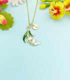 Lily of the Valley Necklace, Dainty Floral Pendant Gift for Women, N6518W