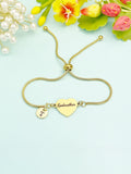 Gold Godmother Bracelet, Dainty Heart Bangle Gift for Godmothers, Tarnish Resistant, D260T