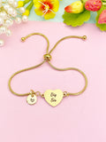 Gold Big Sis Bracelet, Dainty Heart Bracelet Gift for Sisters, Big Sis, Mid Sis, Lil Sis Option, D566B