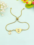 Gold Big Sis Bracelet, Dainty Heart Bracelet Gift for Sisters, Big Sis, Mid Sis, Lil Sis Option, D566B